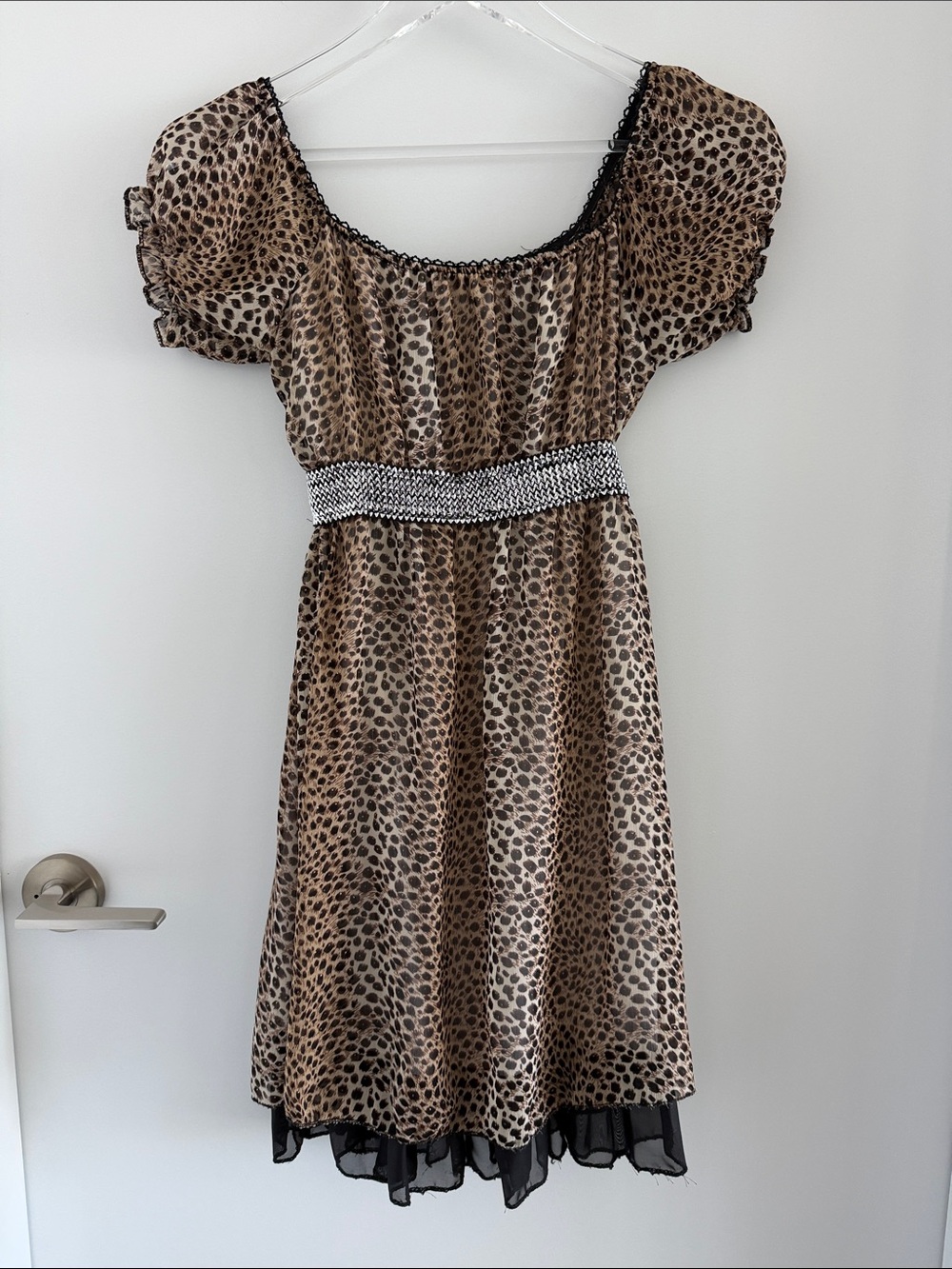 NWOT - Leopard Print Brown Girls' Dress with Beaded Waist